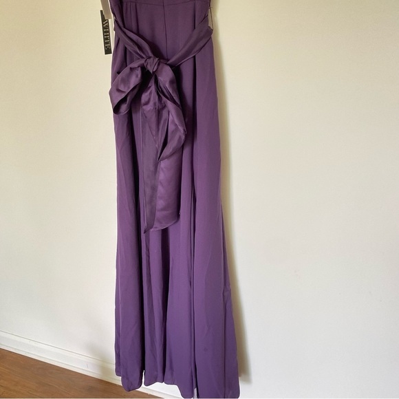 White by Vera Wang Maxi Bridesmaid Dress in Amethyst Belted Waist Sz 10 - Picture 6 of 16
